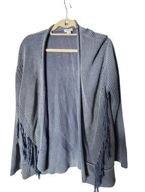 Sundance Chambray Blue Open Fringe Cardigan